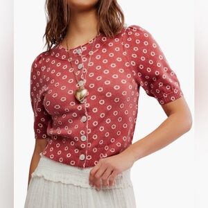 Free People Isla Puff sleeve crop Wool & Cashmere Blend Cardigan - New!!